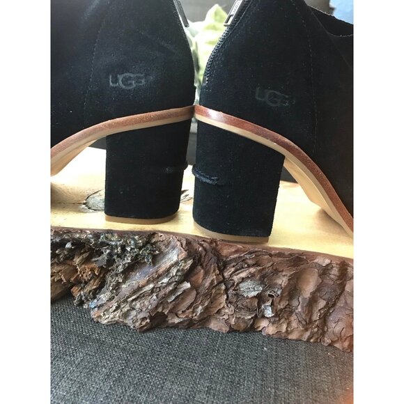 UGG Ginger Open Toe Ankle Boot Black Suede Size 6 1/2 Dressy Casual Summer fall - Picture 10 of 12